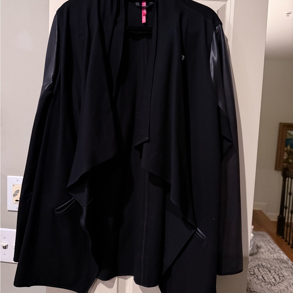 Spanx Jacket Faux Leather Convertible Drape Front… - image 3